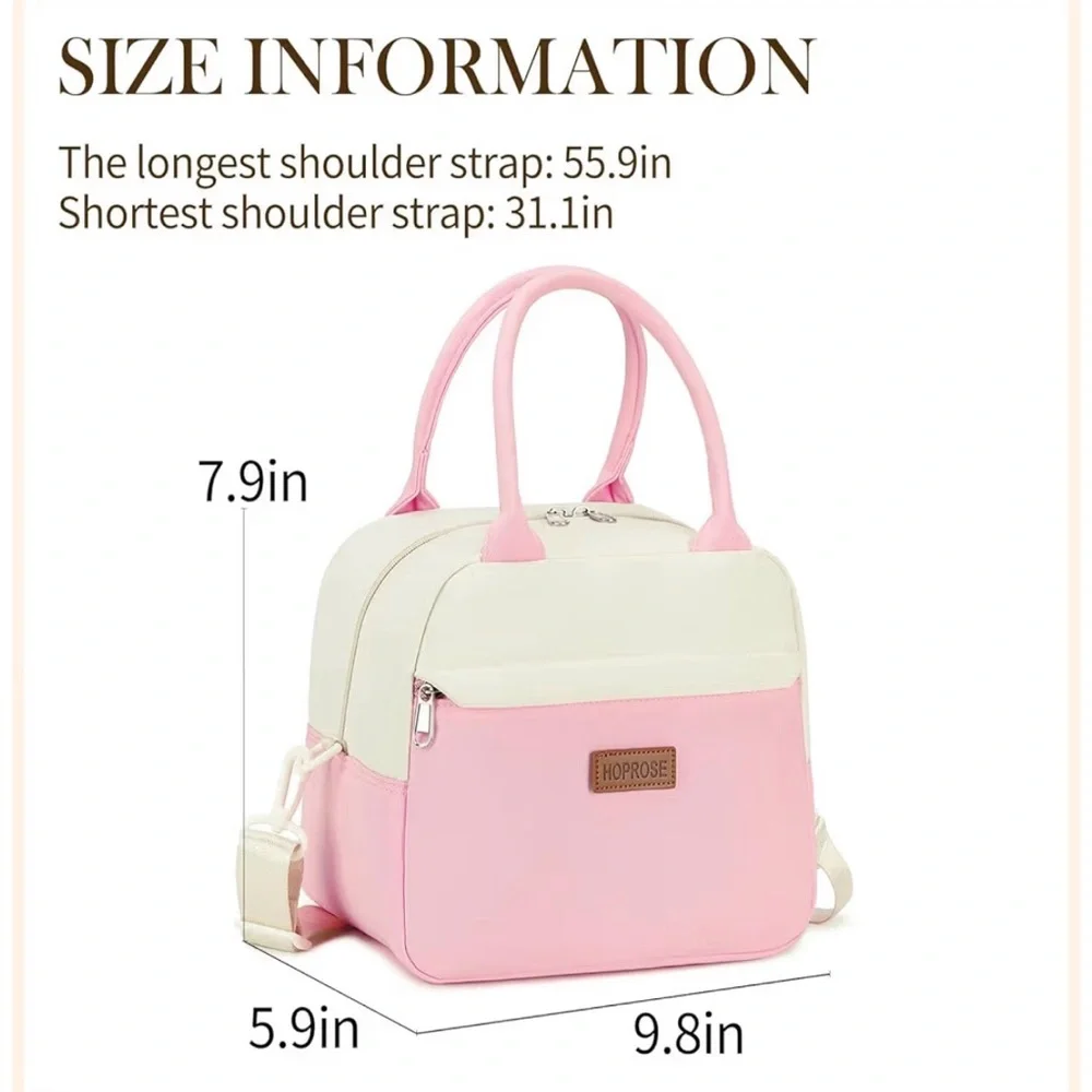 Pink and Cream Women's cooler lunch bag Pretty on Pink Collection. - Picture 4 of 9